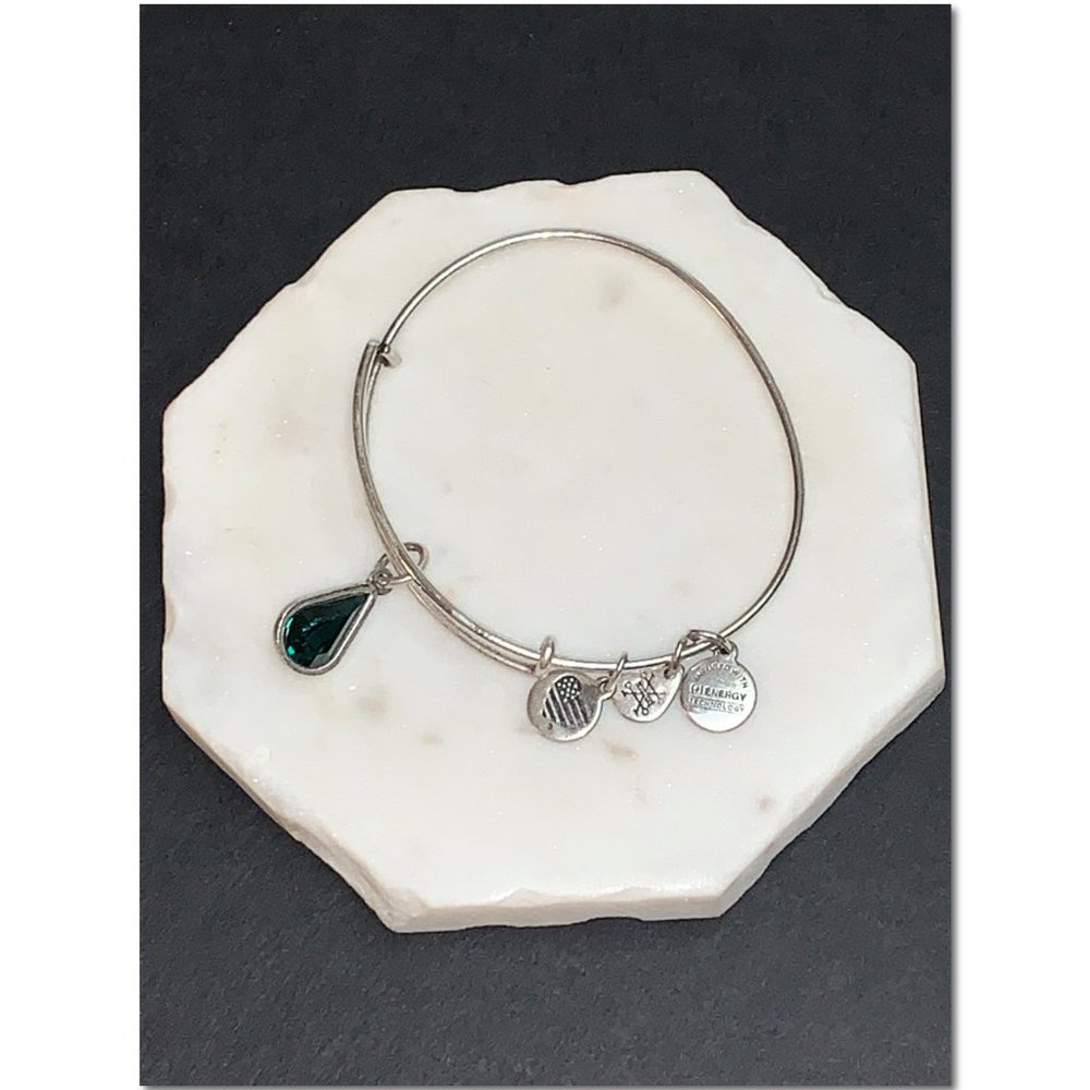 Alex and Ani Swarovski Crystal Emerald Teardrop Bangle Bracelet Birth Month May